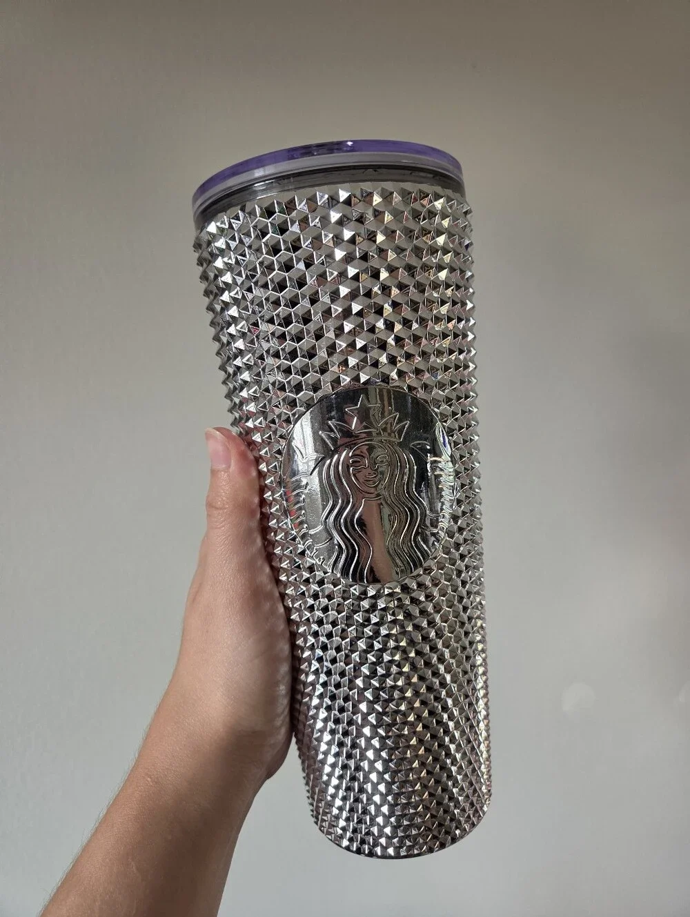 Starbucks Disney Parks 100 Anniversary Platinum Silver Bling Studded Tumbler 24
